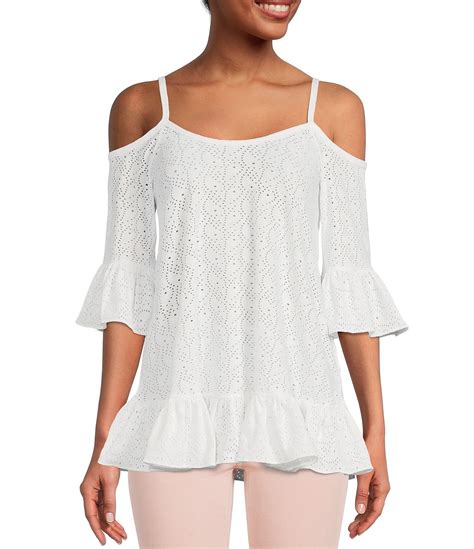 michael kors eyelet off the shoulder top|MICHAEL Michael Kors Eyelet Off.